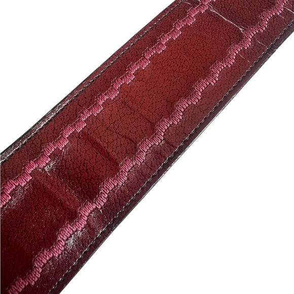 Justin Boots Genuine Top Grain Cowhide Leather Belt Red Burgundy Pink Western - Picture 6 of 8